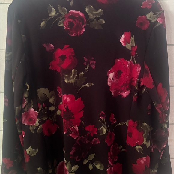 Susan Graver Floral Women's Blazer - Red and Black - Picture 7 of 10